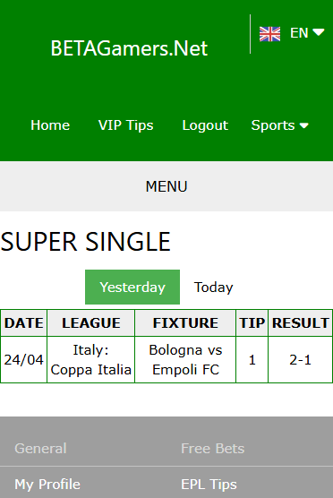 vip bet won ticket